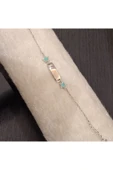 925 Ayar Gümüş İkili Su Yeşili Yıldızlı Model Çocuk Bilekliği İsim yazdırılabilir. 15 cm -1mm thumbnail 1