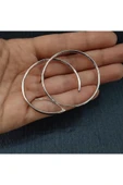 925 Ayar Gümüş Halka Model Kadın ve Genç Küpesi- (1.8cm çap) thumbnail 1
