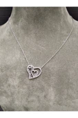 925 ayar gümüş kalp modelli taşlı kolye thumbnail 3