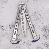 Gri Katlanabilir Paslanmaz Çelik Kelebek Bıçak Tarak Sakal Bıyık Fırçası Profesyonel Saç Kesimi İçin Tarak thumbnail 2