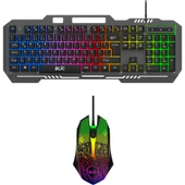 Rainbow Bkb8 Rgb Gaming Kalavye Kablolu Mekanik 105 Tuşlu LED Işıklı Oyuncu Klavye + Mouse thumbnail 1