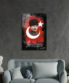 Vatanını En Çok Seven Görevini En İyi Yapandır Atatürk Türk Bayrağı Cam Tablo, Ev Ofis Duvar Dekoru thumbnail 10
