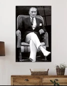 Atatürk Portresi Cam Tablo, Ev ve Ofis Duvar Dekoru, Hediyelik Büyük Temperli 4 mm Cam Tablo thumbnail 2