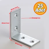Metal L Demiri 20x40x40 mm (25 ADET)  Raf Köşe Sabitleme Aparatı Mobilya Bağlantı Destek Seti thumbnail 2