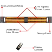 MirKraft Square 2800W Uzaktan Kumandalı Dış Mekan Infrared Isıtıcı thumbnail 2