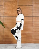 Cemo Kontrast Bloklu Bol Paça Eşofman Takımı Seti thumbnail 6