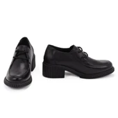 Kadın Hakiki Deri 5 Cm Topuklu Günlük Rahat Bağcıklı Oxford Ayakkabı thumbnail 5