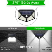 Dailylink Hareket Sensörlü Solar 100 LED Güneş Enerjili Duvar Lambası thumbnail 5
