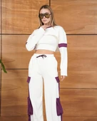 Cemo Kontrast Bloklu Bol Paça Eşofman Takımı Seti thumbnail 4