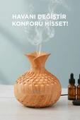 TORIMA H15 Ahşap Led Işıklı 300ml Sessiz Ultrasonik Flower Hava Nemlendirici thumbnail 2