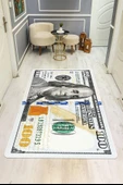 Modern Dolar Desen Dijital Baskı Kaymaz Taban Halı H0167 Renkli 80 X 150 thumbnail 1