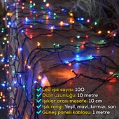 UpWay Güneş Enerjili 10m RGB 100 LED Dizin – Bahçe Balkon Teras Dekoratif Aydınlatma thumbnail 3