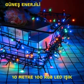 UpWay Güneş Enerjili 10m RGB 100 LED Dizin – Bahçe Balkon Teras Dekoratif Aydınlatma thumbnail 2