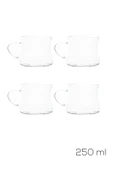 Porsima Pbt-706 Borosilikat Isıya Ateşe Dayanıklı Cam Kulplu 4lü Çay Bardağı Kahve Bardak Seti Kupa Şeffaf 250ml thumbnail 5