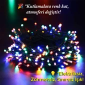 UpWay Güneş Enerjili 10m RGB 100 LED Dizin – Bahçe Balkon Teras Dekoratif Aydınlatma thumbnail 6