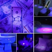 Mini Cep Boy USB İle Şarj Olan Oje Kurutucu Sahte Para Kontol LED UV Mor Işık El Feneri thumbnail 4