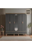 Home Comiet Sally 5 Kapaklı Aynalı Çekmeceli MDF Gardırop thumbnail 1