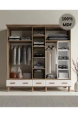 Home Comiet Perry 5 Kapaklı Aynalı Çekmeceli MDF Gardırop thumbnail 3