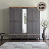 comiet Silva 5 Kapaklı Çekmeceli ayaklı tasarım country MDF Gardırop thumbnail 1