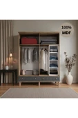 Home Comiet Sally 4 Kapaklı Mdf Çekmeceli Antrasit Gardırop thumbnail 3