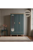 Home Comiet Sally 3 Kapaklı Aynalı MDF Çekmeceli Haki Gardırop thumbnail 2