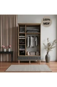 Home Comiet Sally 3 Kapaklı Aynalı MDF Çekmeceli Antrasit Gardırop thumbnail 3