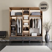 comiet Silva 5 Kapaklı Çekmeceli ayaklı tasarım country MDF Gardırop thumbnail 3