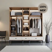 comiet Silva 5 Kapaklı Çekmeceli ayaklı tasarım country MDF Gardırop thumbnail 3