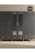 Home Comiet Perry 6 Kapaklı Aynalı Çekmeceli MDF Gardırop thumbnail 2