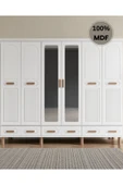 Home Comiet Perry 6 Kapaklı Aynalı Çekmeceli MDF Gardırop thumbnail 2