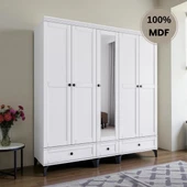 comiet Silva 5 Kapaklı Çekmeceli ayaklı tasarım country MDF Gardırop thumbnail 2
