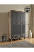 Home Comiet Pera 3 Kapaklı MDF Çekmeceli Antrasit Gardırop thumbnail 2
