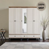 comiet Silva 5 Kapaklı Çekmeceli ayaklı tasarım country MDF Gardırop thumbnail 2