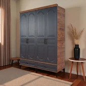 comiet Slope 4 Kapılı Mdfayaklı Tasarım Country Gardırop thumbnail 1