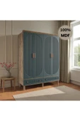 Home Comiet Sally 4 Kapaklı Mdf Çekmeceli Yeşil Gardırop thumbnail 2