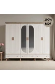 Home Comiet Sally 6 Kapaklı Aynalı Çekmeceli MDF Gardırop thumbnail 1