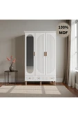 Home Comiet Sally 3 Kapaklı Aynalı MDF Çekmeceli Beyaz Gardırop thumbnail 1