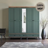 comiet Silva 5 Kapaklı Çekmeceli ayaklı tasarım country MDF Gardırop thumbnail 2