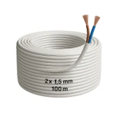 CCA Çok Telli Kablo 2x1.5 mm 100 Metre Elektrik Kablosu Topraklama Yok Alüminyum Alışım Beyaz Renk thumbnail 1