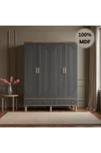 Home Comiet Sally 4 Kapaklı Mdf Çekmeceli Antrasit Gardırop thumbnail 1