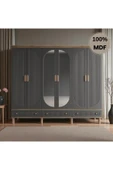 Home Comiet Sally 6 Kapaklı Aynalı Çekmeceli MDF Gardırop thumbnail 1