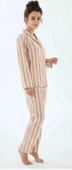 Viskon Çizgili Pijama Takımı | Kadın Uzun Kollu Rahat Pijama thumbnail 1