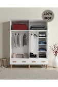 Home Comiet Perry 4 Kapaklı MDF Çekmeceli Beyaz Gardırop thumbnail 3