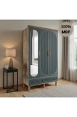 Home Comiet Sally 3 Kapaklı Aynalı MDF Çekmeceli Haki Gardırop thumbnail 1