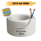 CCA Çok Telli Kablo 2x1.5 mm 100 Metre Elektrik Kablosu Topraklama Yok Alüminyum Alışım Beyaz Renk thumbnail 2