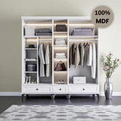 comiet Silva 5 Kapaklı Çekmeceli ayaklı tasarım country MDF Gardırop thumbnail 3