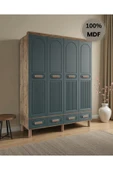 Home Comiet Perry 4 Kapaklı MDF Çekmeceli Haki Gardırop thumbnail 2