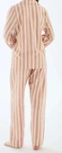Viskon Çizgili Pijama Takımı | Kadın Uzun Kollu Rahat Pijama thumbnail 2