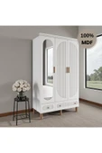 Home Comiet Sally 3 Kapaklı Aynalı MDF Çekmeceli Beyaz Gardırop thumbnail 2