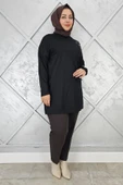 KADIN ÇİÇEKLİ NERVÜR DİKİM DETAYLI TESETTÜR TUNİK thumbnail 6